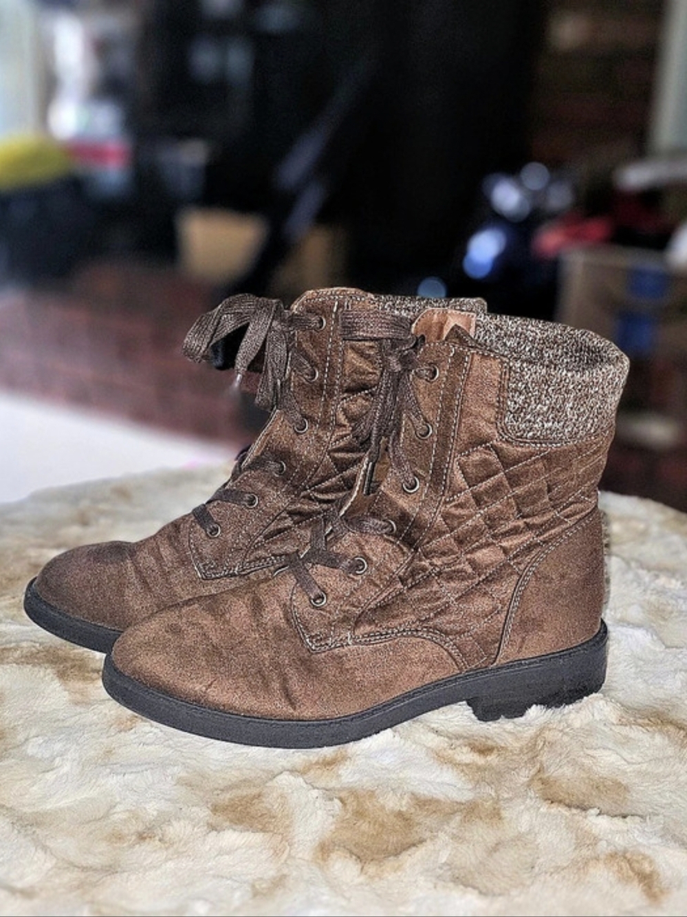 Brown Lace-Up Ankle Boots